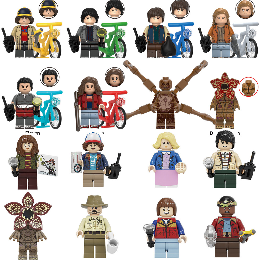 Bonxaif 16Pcs Stranger Things Assembled Minifigures Set Building Blocks Fit Lego
