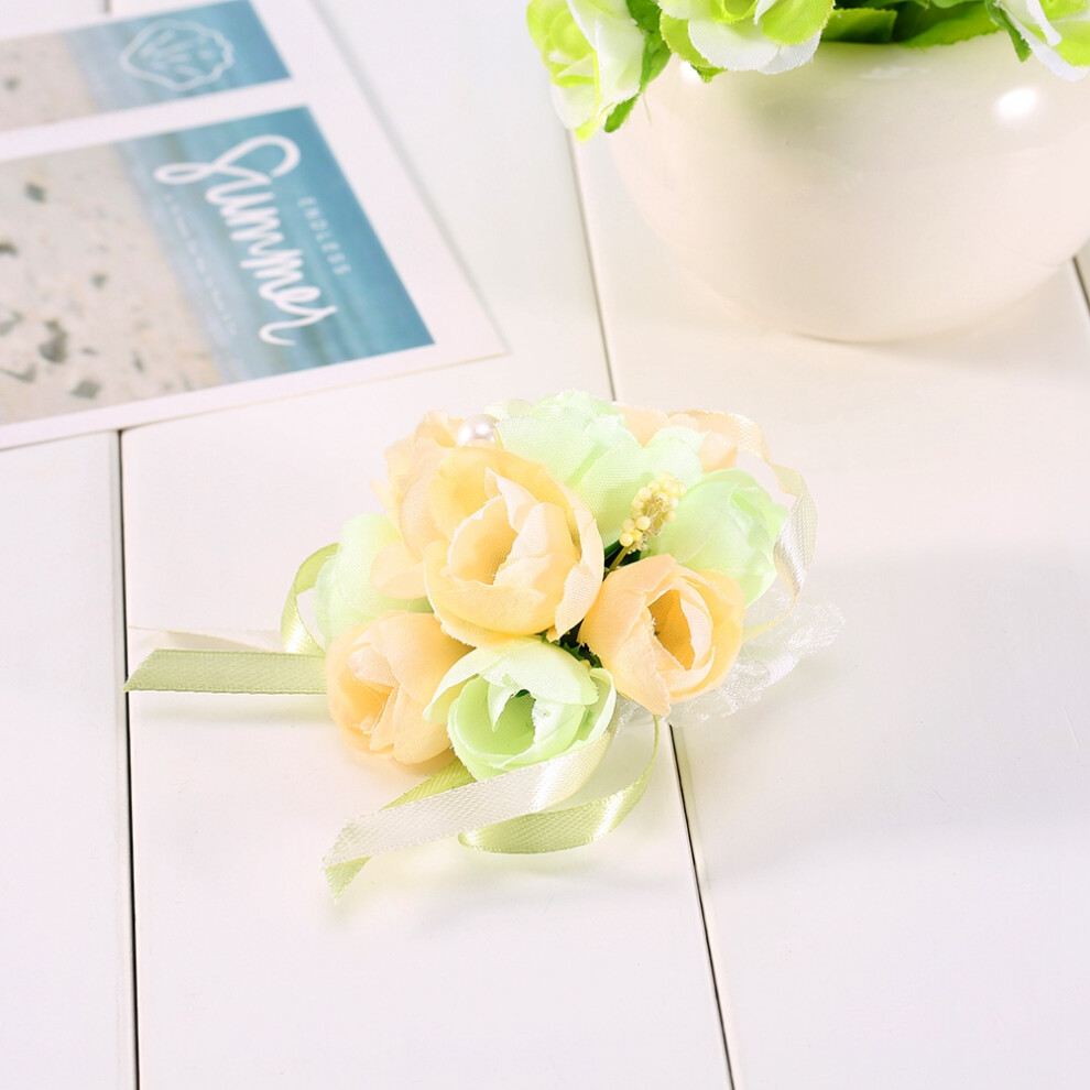 Simple Decoration Wrist Corsage Handmade Silk Flower Retro Corsage Set Adjustable Bracelet Easy To Wear For Wedding Prom Party Accessories-image-OPC-PSCQ8D7-NEW