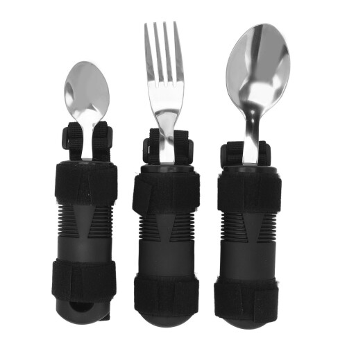 Adaptive Tableware Set With Adjustable Handle For Elderly Disabled Users Comfortable Grip Non Skid Design Rustproof Stainless Steel Components