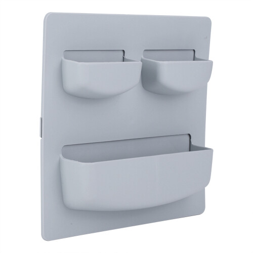 Multi Functional Wall Caddy For Home Essentials Scratch Free Adhesive Durable Plastic Storage Organizer With Hooks For Kitchen Bathroom Office Simple 2