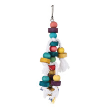 Hanging Swing Bird Toy Colorful Appearance With Bell Sound Non Toxic Materials Funny Bird Toy For Small Medium Parrots Natural Wood Chew Toy Provide
