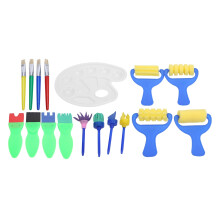 Kit de Pintura Infantil com Pincéis de Esponja, Ferramentas Criativas de Arte com Design Reutilizável e Lavável, e Construção Leve e Atóxica.