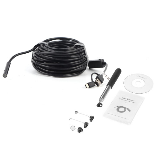 Inspection Camera With Light, Borescope Tool Featuring Flexible Rigid Snake Cable And Real Time Imaging For Sewer Drain And Pipe Detection