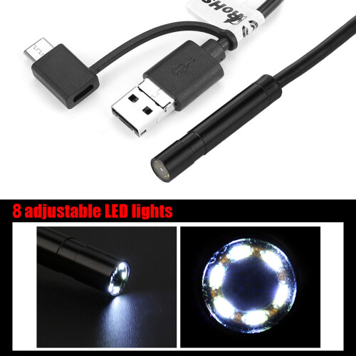 Inspection Camera With Light, Borescope Tool Featuring Flexible Rigid Snake Cable And Real Time Imaging For Sewer Drain And Pipe Detection 2