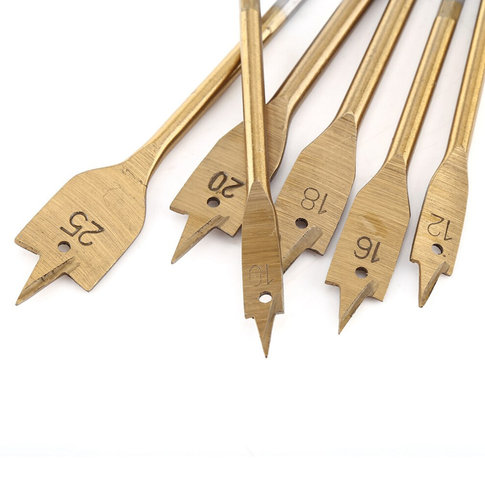 6Pcs High Carbon Steel Spade Bits 10-25Mm Gold Coated For Woodworking 4971393063117