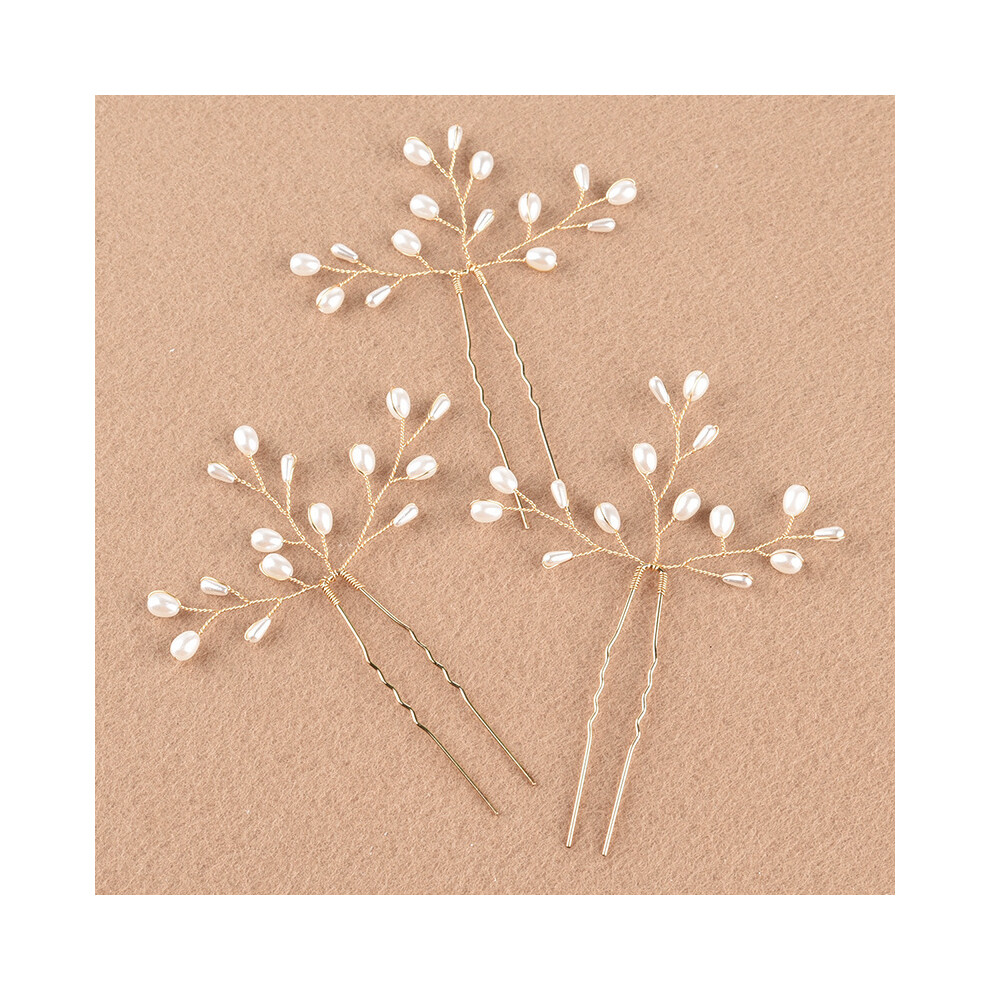 Dachuang Beauty Silver ( 3Pcs) Pearl Rhinestone Bridal Hair Fork