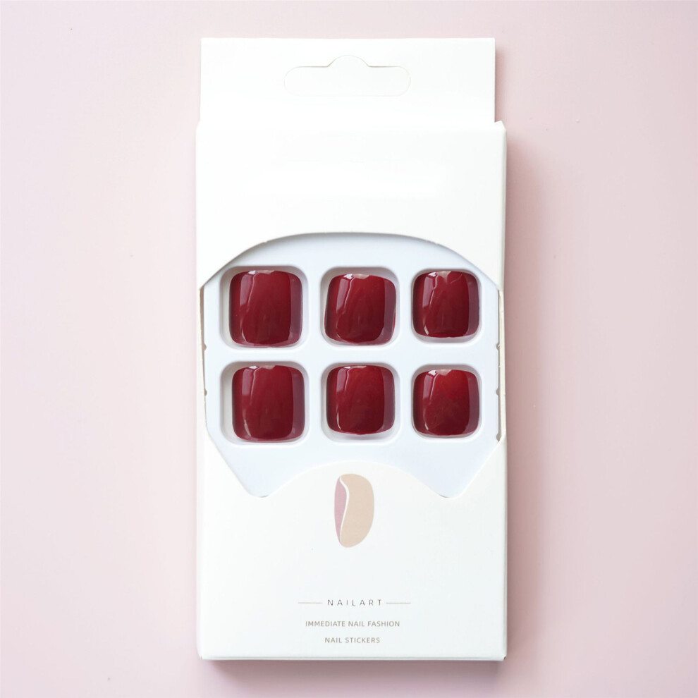 Dachuang Beauty Red (Jelly Glue Model) 24Pcs Square Fake Toenails For Women
