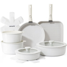 SENSARTE 17 Piece Pots and Pans Set, Nonstick Detachable Handle Cookware, Induction Kitchen
