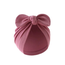 (Rusty Red) Baby Bunny Ears Beanie - Soft Cotton Hat for Girls