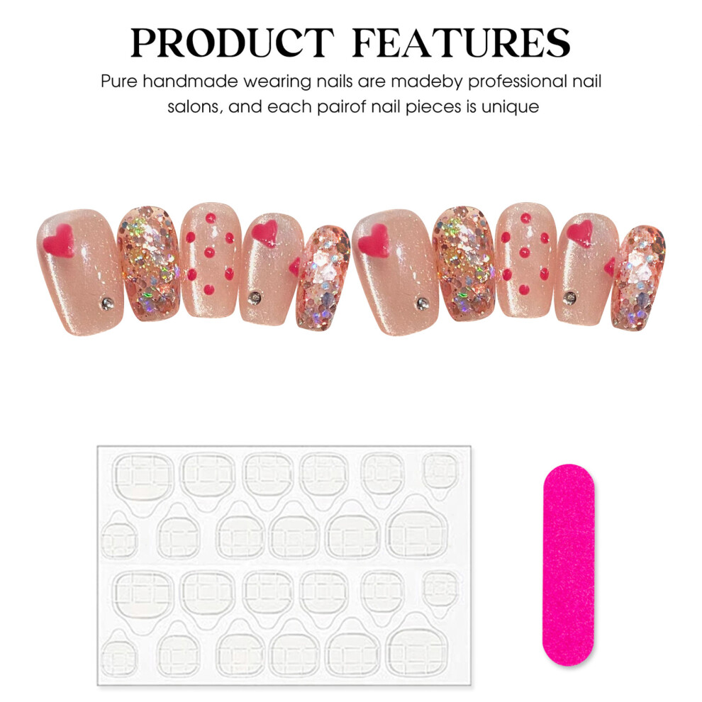 Dachuang Beauty (2120) Glitter Cat Press-On Nails For Women, Odorless