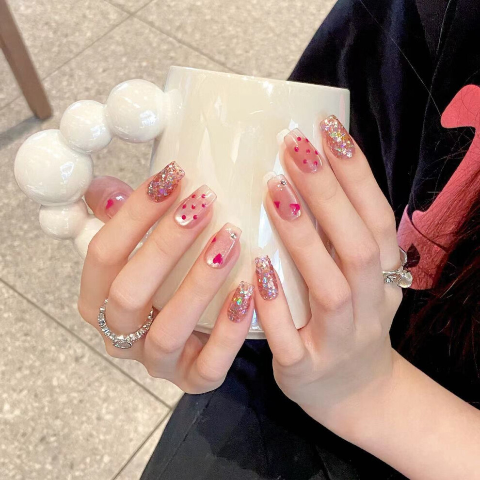 Dachuang Beauty (2120) Glitter Cat Press-On Nails For Women, Odorless