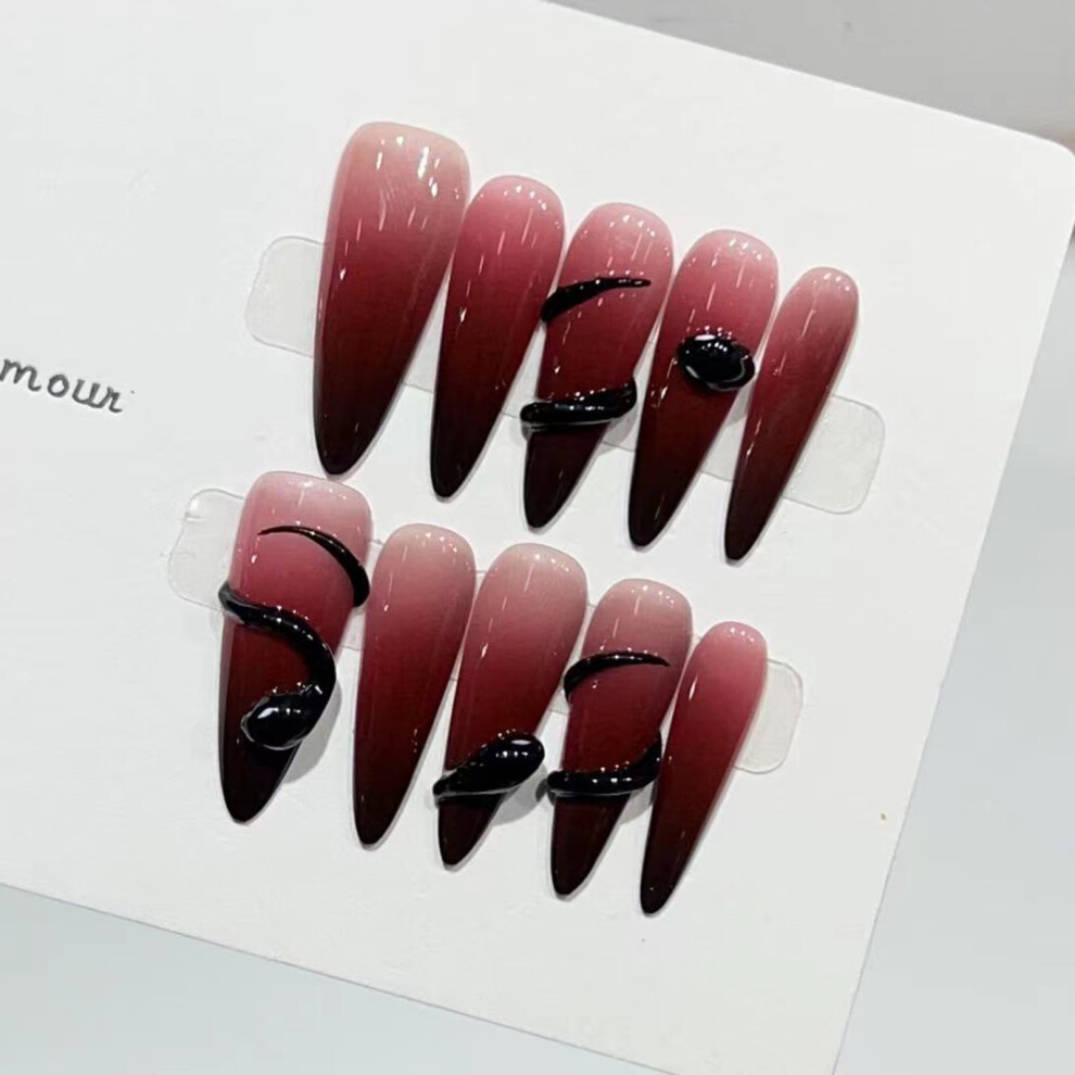Dachuang Beauty (S) Snake Decor Gradient Press-On Nails, Zero Pressure