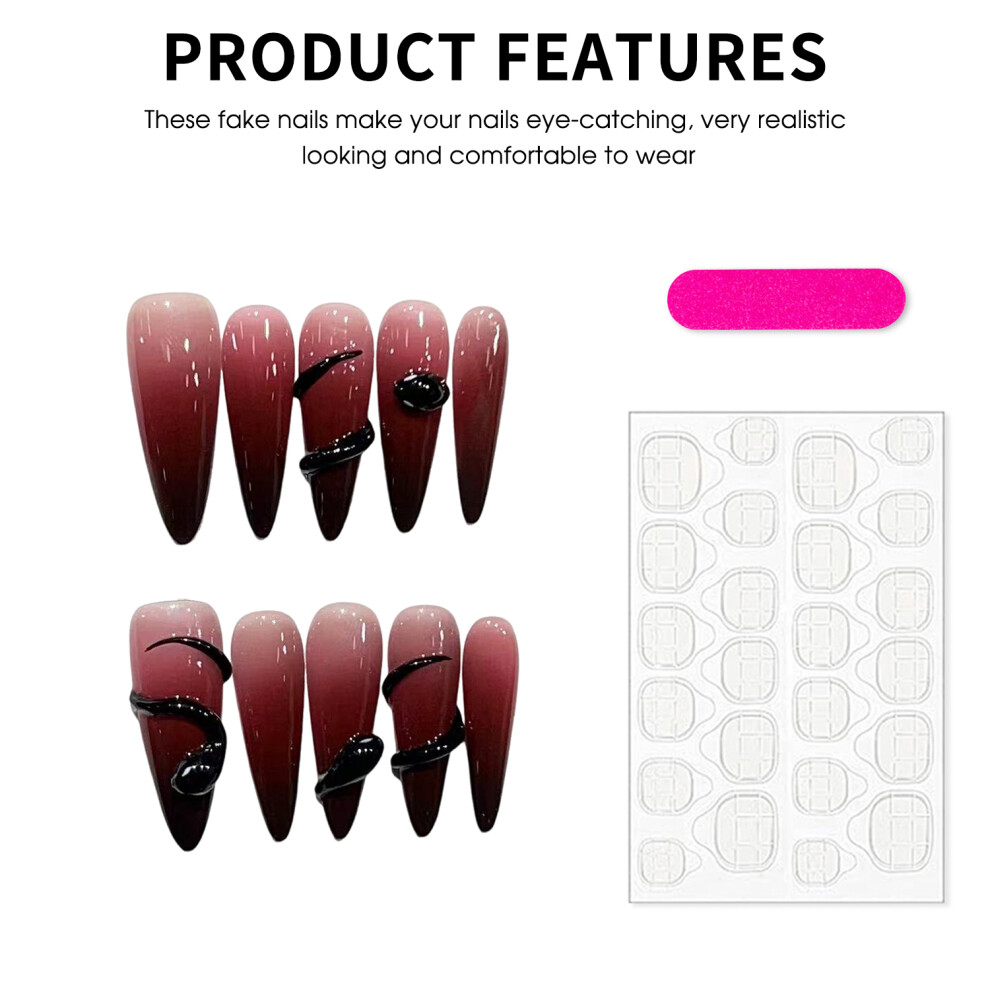 Dachuang Beauty (L) Snake Decor Gradient Press-On Nails, Zero Pressure