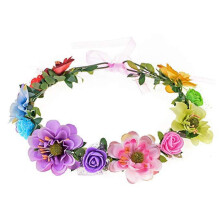 (Garland A-Seven Colors) Flower Hair Hoop for Girls, Adjustable Headpiece