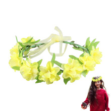 (Garland B-yellow) Flower Hair Hoop for Girls - Adjustable Headband
