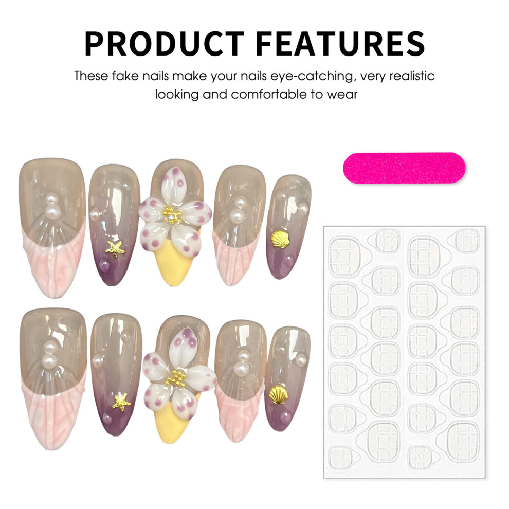 Dachuang Beauty (Xs) 10Pcs Nude Fake Nails With Color Tips For Diy