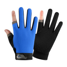 (Blue, One Size) Men\'s Anti-Slip Touchscreen Fingerless Gloves for Outdoor