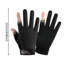 (Black, One Size) Men\'s Anti-Slip Touchscreen Fingerless Gloves for Outdoor