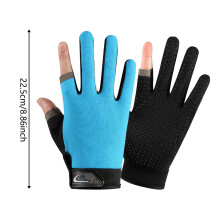 (Light Blue, One Size) Men\'s Anti-Slip Touchscreen Fingerless Gloves for Outdoor