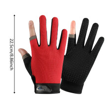 (red, One Size) Men\'s Anti-Slip Touchscreen Fingerless Gloves for Outdoor