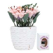 Adorno de planta en maceta en miniatura, modelo de bonsái pequeño y realista, decoración de casa en miniatura DIY, material de arcilla, flores en
