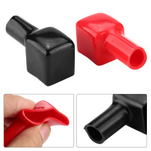 2pcs Car Battery Terminal Covers Positive Black & Negative Red, 4.5cm