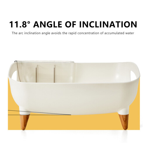 (Ivory White) Large Dish Drying Rack w/ Utensil Holder 1