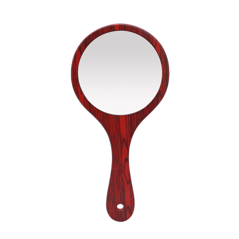 Vintage Style Wooden Framed Makeup Mirror Clear Glass Surface With Hanging Loop For Travel And Home Use