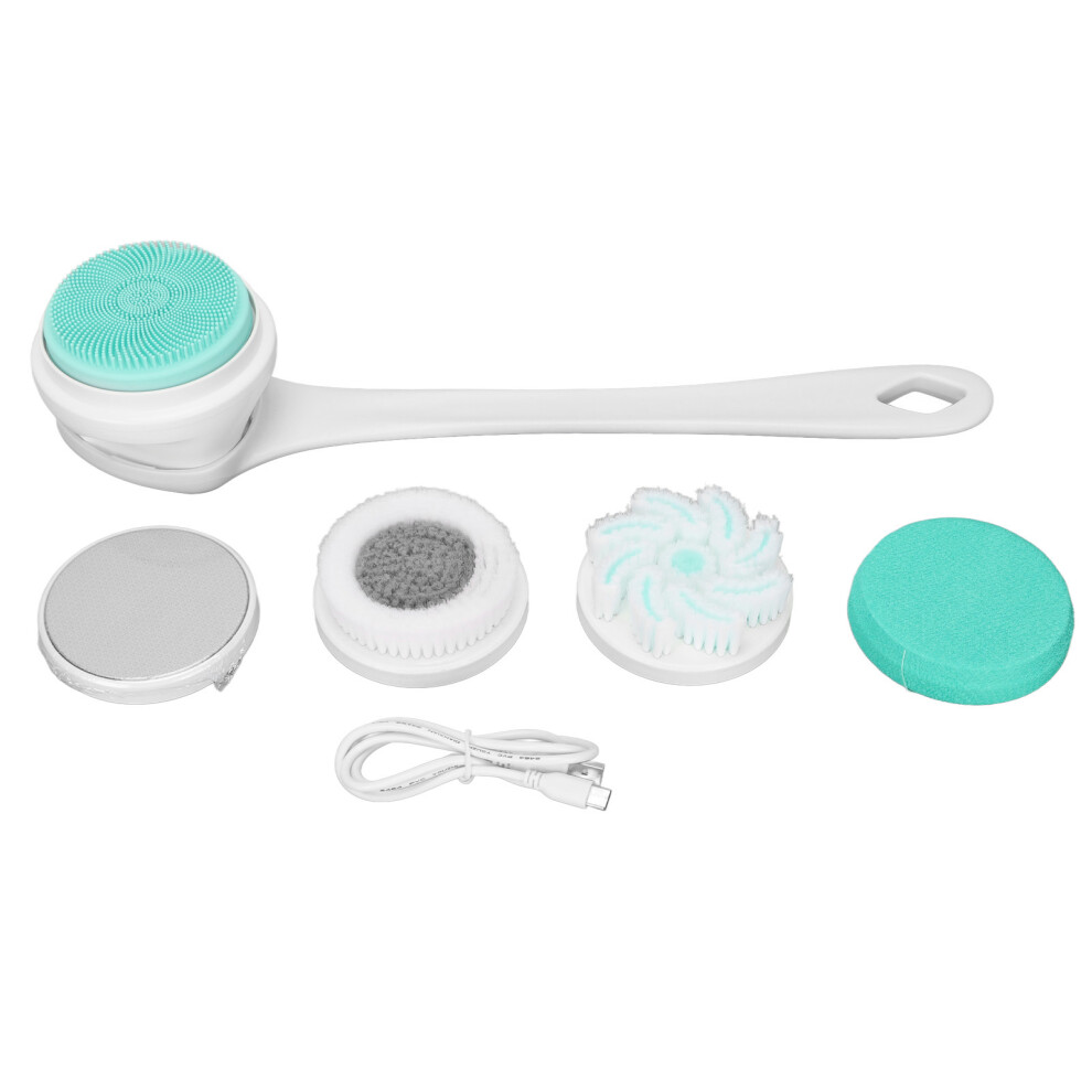 Rechargeable Battery Electric Back Scrubber For Body Brush Head With Rotating Cleansing Mode Detachable Handle Waterproof Design Massaging Stick Face