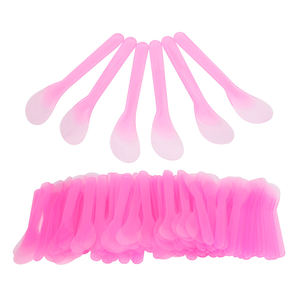 100pcs Pink Plastic Cosmetic Spatula | 12.6cm Face Mask Mixing Spoon