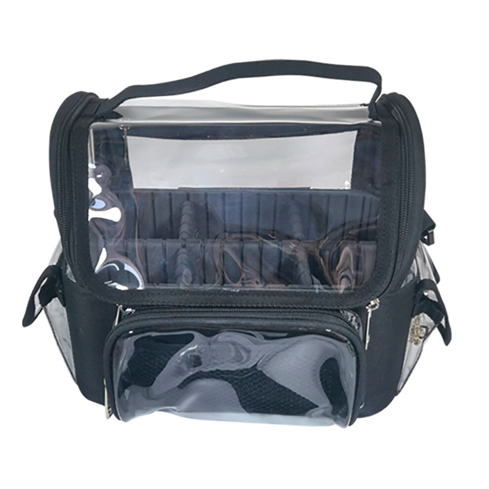 Adjustable Divider Cosmetic Organizer TSA Approved Makeup Bag with Elastic Back-Band Lightweight Transparent Design and Shockproof Protection