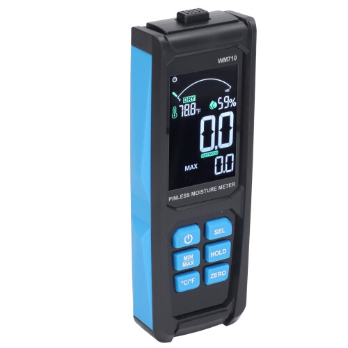 Moisture Meter For Wood And Building Materials Pinless Non Destructive Testing High Precision Visual Alerts Large LCD Screen Mold Detection Auto 2