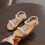 Khaki PU Sandalen Babyschuhe Perlen Atmungsaktiv 4
