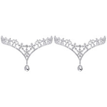 2Stk Eleganter Silber Hochzeit Stirnreif Mit Glitzernden Kristallen
