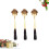 9Pcs Black Coffee Spoons Stainless Steel with Creative Petal Handle 10