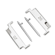 Robuster Metall-Uhrenadapter von 20 mm auf 22 mm mit Federstiften in silberner Ausführung