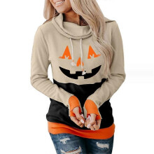(S,STYLE 4)Women Halloween Sweatshirts Pumpkin Face Dancing Skeleton Shirt Long Sleeve Sweater Funny Graphic Pullover