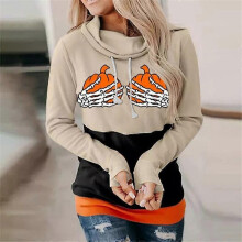 (S,STYLE 13)Women Halloween Sweatshirts Pumpkin Face Dancing Skeleton Shirt Long Sleeve Sweater Funny Graphic Pullover