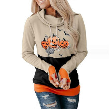 (S,STYLE 3)Women Halloween Sweatshirts Pumpkin Face Dancing Skeleton Shirt Long Sleeve Sweater Funny Graphic Pullover