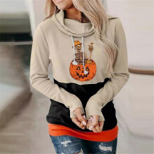 (S,STYLE 10)Women Halloween Sweatshirts Pumpkin Face Dancing Skeleton Shirt Long Sleeve Sweater Funny Graphic Pullover