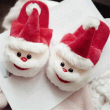 (MEN)Santa Claus Slippers Plush Soft Warm Slippers Non- slip Slip- on Shoes Christmas Gift for Adults