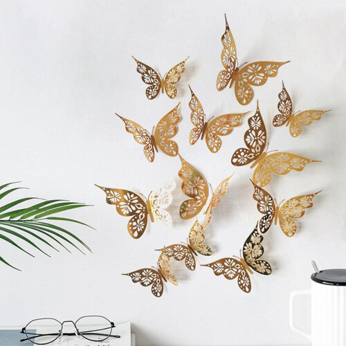 (Gold) 3D Butterfly Wall Stickers for Home Decor 1