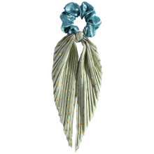 (Light Green) Floral Scrunchies Hair Bands Ribbon Ponytail Accessories