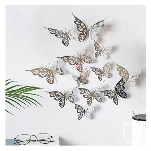 (Silver) 3D Butterfly Wall Stickers for Home Decor 2