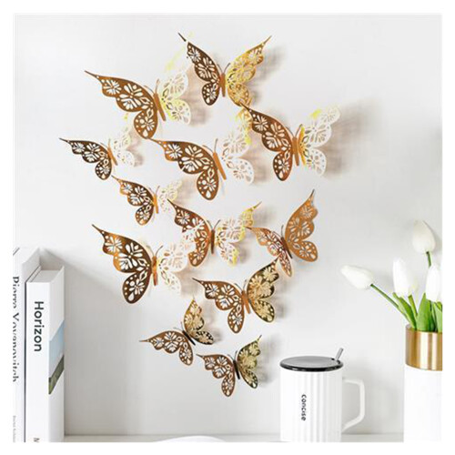 (Gold) 3D Butterfly Wall Stickers for Home Decor 2