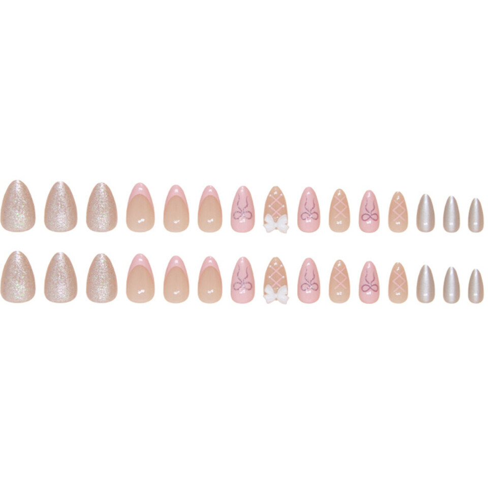 Dachuang Beauty Pink Bowknot Fake Nails - Durable & Comfortable