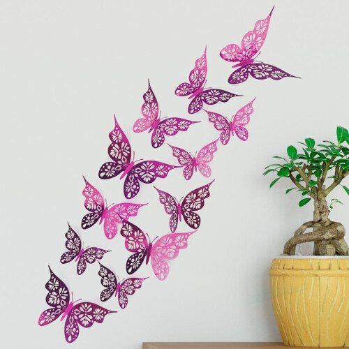 (Rose Red) 3D Butterfly Wall Stickers for Home Decor 1