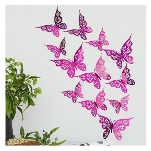 (Rose Red) 3D Butterfly Wall Stickers for Home Decor 2