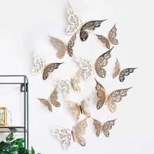 (Champagne) 3D Butterfly Wall Stickers for Home Decor