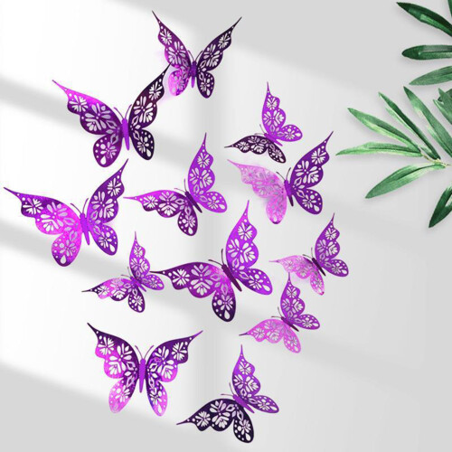(Purple) 3D Butterfly Wall Stickers for Home Decor